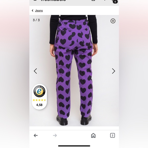 Lazy Oaf purple and black heart jeans size 26 - Picture 6 of 7